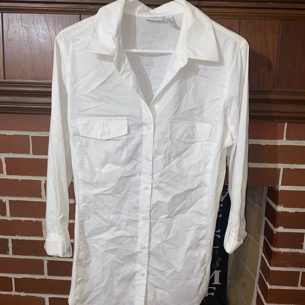Kim Rogers White Casual Button Down Shirt